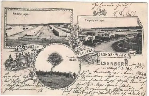 AK Belgien ; Truppenübungsplatz Elsenborn Artillerie Lager und Eingang 1905