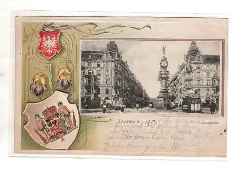 AK Hessen ; Frankfurt am Main 1902 Prägekarte Wappen Heraldik Kaiserstrasse