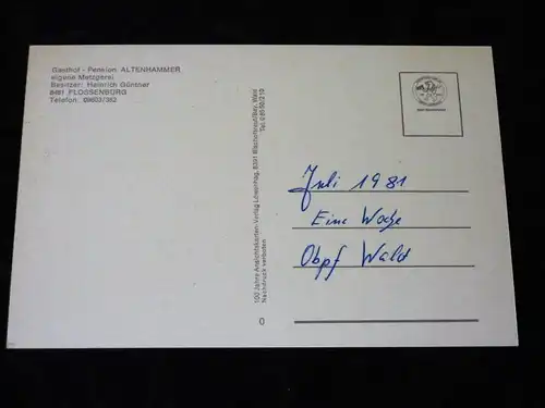 Ansichtskarte / Postkarte/ Flossenbürg/ Gasthof Altenhammer/ Besitzer: Heinrich Güntner/ Bayern/ Oberpfalz - beschrieben 1981