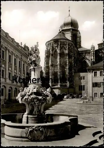 ÄLTERE POSTKARTE PASSAU RESIDENZPLATZ UND DOM Denkmal Brunnen monument Kirche church église VW postcard AK Ansichtskarte