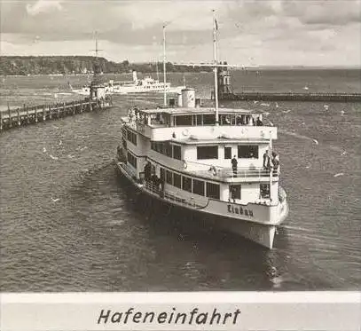 ÄLTERE POSTKARTE GRUSS AUS KONSTANZ MOTORSCHIFF MS KARLSRUHE Hafen ship bateau Ansichtskarte AK cpa postcard