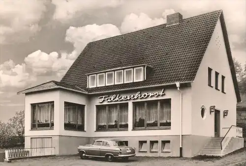 ÄLTERE POSTKARTE HAUS FALKENHORST BES. WALTER WILDE GEORGSMARIENHÜTTE BORGWARD ISABELLA Auto car voiture bei Osnabrück