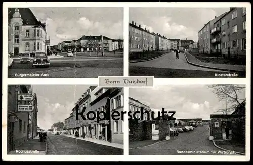 ALTE POSTKARTE BONN DUISDORF KLOSTERSTRASSE ROCHUSSTRASSE BUNDESMINISTERIUM FÜR WIRTSCHAFT LEDERER BRÄU DAB Bier beer