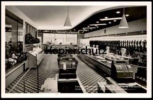 ALTE POSTKARTE FLEISCHVERKAUFSSTELLE MÜNSTER WESTFALEN GLÄSERNE FLEISCHEREI Fleisch Metzger meat butcher shop boucherie