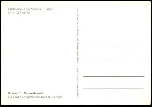 ÄLTERE POSTKARTE EDELSTEINE IN DER MEDIZIN GRANAT FOLGE II SEDA-ILDAMEN Edelstein Stein coated stone gem gemme postcard