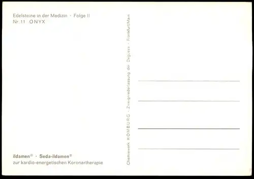 ÄLTERE POSTKARTE EDELSTEINE IN DER MEDIZIN ONYX FOLGE II SEDA-ILDAMEN Edelstein Stein coated stone gem gemme postcard AK