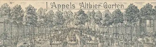 ALTE LITHO POSTKARTE MÜNSTER 1897 J. APPELS ALTBIER GARTEN ALTBIER KÜCHE Appel kitchen cuisine Ansichtskarte postcard