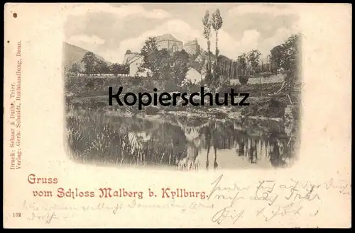ALTE POSTKARTE GRUSS VOM SCHLOSS MALBERG BEI KYLLBURG 1899 EIFEL Bitburger Land chateau castle Ansichtskarte postcard