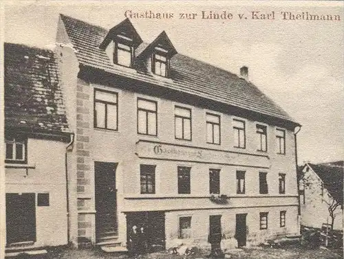 ALTE POSTKARTE GRUSS AUS KIESELBRONN GASTHAUS ZUR LINDE VON KARL THEILMANN HAUPTSTRASSE KIRCHE bei Pforzheim postcard