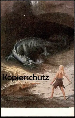 ALTE POSTKARTE SIEGFRIED & FAFNER LINDWURM HEUDRICH Drache Drake Dragon Drachen Monster Legend Myth Saga Königswinter