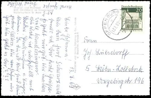 ÄLTERE POSTKARTE BAD GRIESBACH MÜTTERKURHEIM ST. ANNA SCHWARZWALD Bad Peterstal-Griesbach Ansichtskarte AK cpa postcard