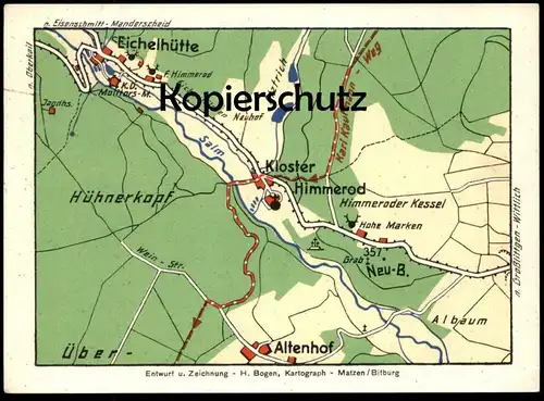 ALTE POSTKARTE LANDKARTE EICHELHÜTTE KLOSTER HIMMEROD ALTENHOF NEUHOF ALBAUM H. Bogen Matzen Bitburg map postcard cpa AK