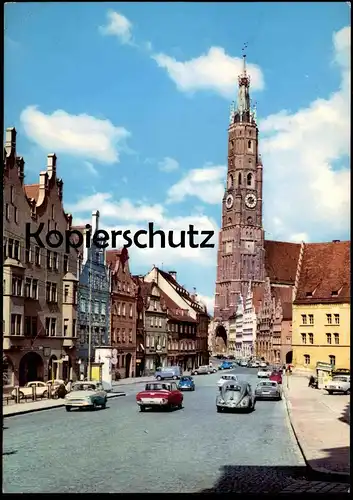 ÄLTERE POSTKARTE LANDSHUT ST. MARTINSKIRCHE KARMANN GHIA BMW ISETTA VW KÄFER Auto Autos cars postcard AK Ansichtskarte