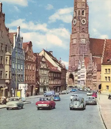 ÄLTERE POSTKARTE LANDSHUT ST. MARTINSKIRCHE KARMANN GHIA BMW ISETTA VW KÄFER Auto Autos cars postcard AK Ansichtskarte