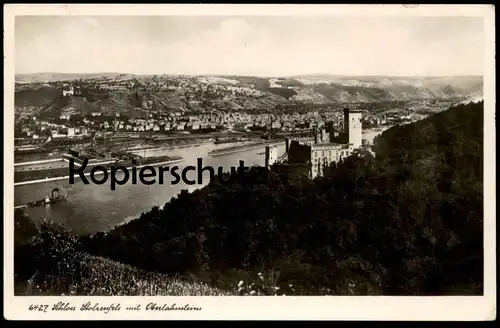 ALTE POSTKARTE SCHLOSS STOLZENFELS MIT OBERLAHNSTEIN Koblenz Dampfer Schiff Steamer bateau à vapeur castle chateau cpa