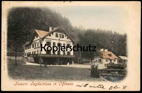 ALTE POSTKARTE KAISERLICHES JAGDSCHLOSS IN OFFENSEE Tracht hunting lodge pavillon de chasse Österreich Austria Autriche