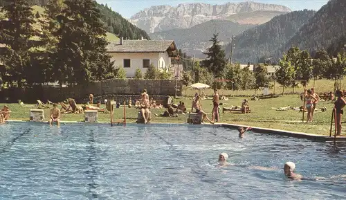 ÄLTERE POSTKARTE ORTISEI ST. ULRICH PISCINA SCHWIMMBAD BOZEN Alto Adige Val Gardena Dolomiti Italia italy swimming pool