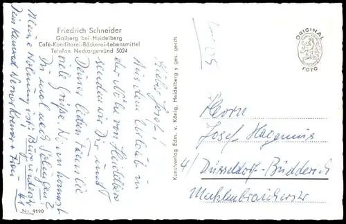 ÄLTERE POSTKARTE GAIBERG KIRSCHEN- UND HIMBEERDORF Friedrich Schneider Café Konditorei Bäckerei Tel. Neckargemünd cpa AK