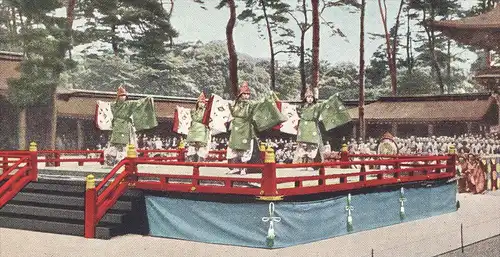 ÄLTERE POSTKARTE BUGAKU ENGIRAKU MEIJI JINGU Great Tokyo Tanz dance traditional costume folklorique Japan Japon nippon