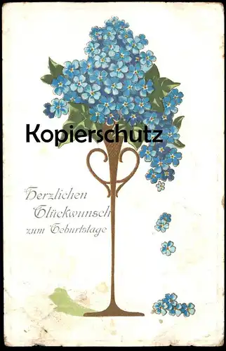 ALTE PRÄGE POSTKARTE HERZLICHEN GLÜCKWUNSCH ZUM GEBURTSTAG Veilchen violet viola flowers cpa gauffrée Geburtstagskarte