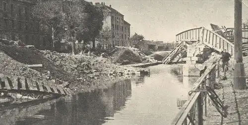 ALTE POSTKARTE MÜLHAUSEN HASENRAINBRÜCKE NACH DER SPRENGUNG 1940 WWII MULHOUSE ALSACE ELSASS destruction Feldpost cpa
