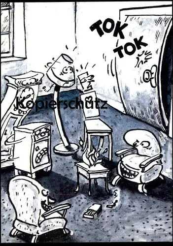 EDGAR WERBEPOSTKARTE CARTOON MARTIN HERBERS UHR STUHL #910 Reklame Comic advertising postcard Postkarte chair clock lamp