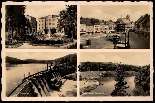 ALTE POSTKARTE MITTWEIDA IN SACHSEN PARTIE AN DER TALSPERRE MARKT TECHNIKUM Oldtimer Fischhandlung Hotel Ansichtskarte