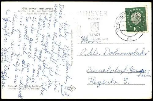 ALTE POSTKARTE MÜNSTER FÜRSTENHOF BIERSTUBEN AM MARIENPLATZ INH. JOSEF HORSTMÖLLER Ansichtskarte AK postcard cpa