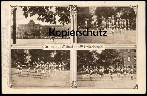 ALTE POSTKARTE GRUSS AUS MÜNSTER IN WESTFALEN POLIZEISCHULE Polizei police school academy école de police Ansichtskarte