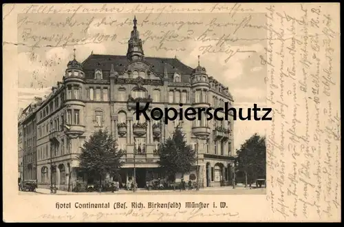 ALTE POSTKARTE MÜNSTER IN WESTFALEN HOTEL CONTINENTAL BES. RICH. BIRKENFELD Ansichtskarte AK postcard cpa