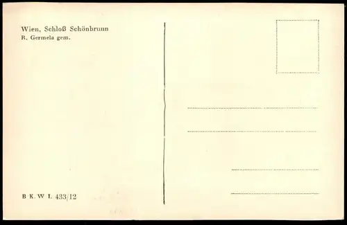 ALTE KÜNSTLER POSTKARTE RAIMUND GERMELA WIEN SCHLOSS SCHÖNBRUNN BRÜDER KOHN B.K.W.I. Vienna Vienne Ansichtskarte AK cpa