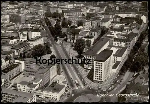 ÄLTERE POSTKARTE HANNOVER GEORGSTRASSE FLIEGERAUFNAHME LUFTBILD PANORAMA cpa postcard AK Ansichtskarte