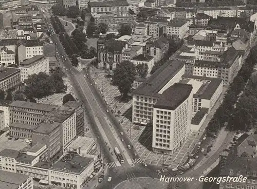 ÄLTERE POSTKARTE HANNOVER GEORGSTRASSE FLIEGERAUFNAHME LUFTBILD PANORAMA cpa postcard AK Ansichtskarte