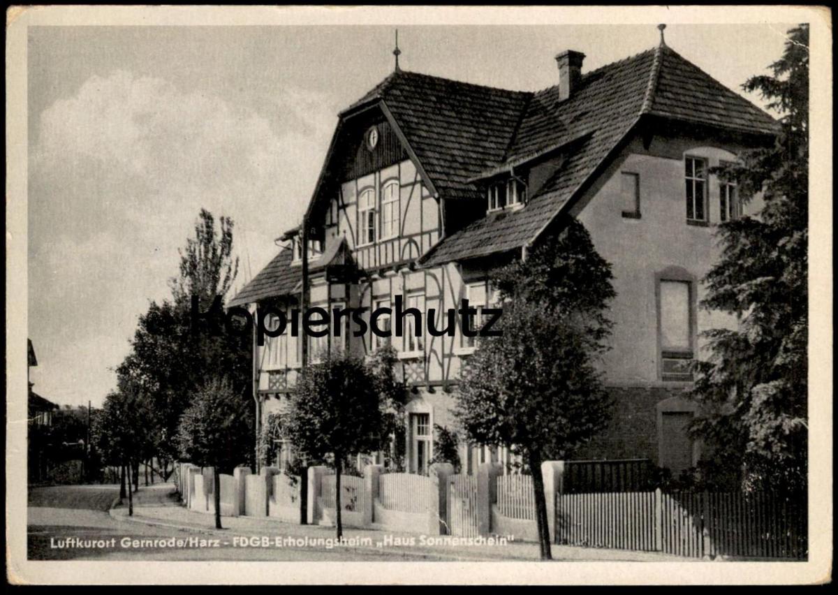 Altere Postkarte Gernrode Im Harz Fdgb Erholungsheim Haus