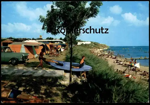 ÄLTERE POSTKARTE ISTANBUL VE GÜZELLIKLERI FLORYA CAMPING Auto car Boot rubber boat zodiac postcard Ansichtskarte cpa