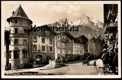 ALTE POSTKARTE BERCHTESGADEN 1938 MARKTPLATZ MIT WATZMANN PERSONEN TRACHT RAD Photo L. Ammon cpa postcard Ansichtskarte