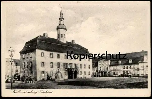 ALTE POSTKARTE NEUBRANDENBURG RATHAUS ALTER LKW old pickup camion Tecomit Verlag Trinks & Co. Ansichtskarte cpa postcard