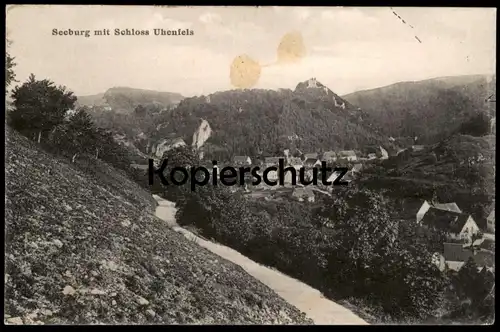 ALTE POSTKARTE SEEBURG MIT SCHLOSS UHENFELS PANORAMA 1917 Bad Urach castle chateau cpa postcard AK Ansichtskarte