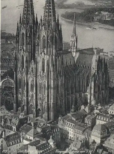 ALTE POSTKARTE DER KÖLNER DOM FLIEGERAUFNAHME VON SÜDWEST Luftbild Köln Cöln Hoursch & Bechstedt postcard Ansichtskarte