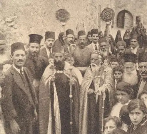 ALTE KARTE CEREMONY IN THE ORTHODOX CHURCH AT MOSUL IRAQ Mossul Orthodoxe Kirche Irak cpa photo postcard Ansichtskarte