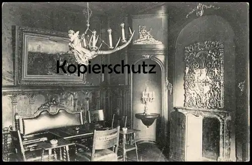 ALTE POSTKARTE SCHLOSS NEUHAUS INNENANSICHT STUHL VON KNYPHAUSEN PADERBORN LEUCHTER castle chateau interieur postcard