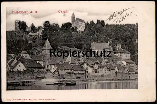 ALTE POSTKARTE HIRSCHHORN AM NECKAR TOTAL PANORAMA HESSEN AK Ansichtskarte cpa postcard