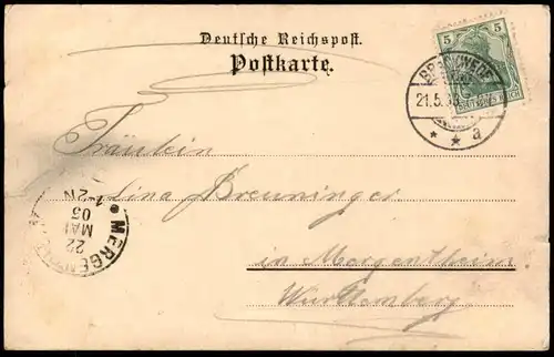 ALTE LITHO POSTKARTE GRUSS VON DER HÜNENBURG BEI BIELEFELD DREI KAISERTHURM JULIUS GREBE Fotograf Karussell photograph