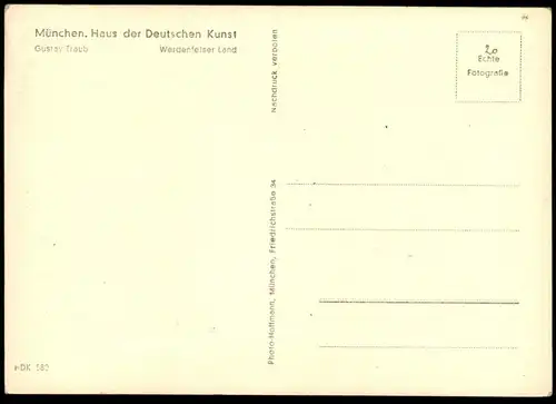 ALTE KÜNSTLER POSTKARTE GUSTAV TRAUB WERDENFELSER LAND MÜNCHEN HAUS DER DEUTSCHEN KUNST HDK postcard cpa Ansichtskarte