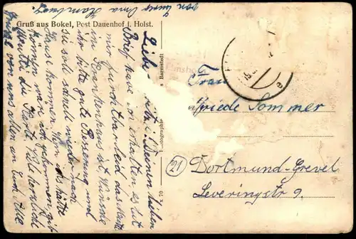 ALTE POSTKARTE GRUSS AUS BOKEL POST DAUENHOF AUBECK BÄCKEREI GREECK WESTERHORN HOHENFELDE Elmshorn Schleswig-Holstein