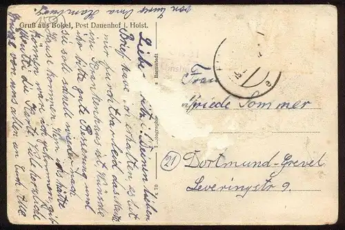 ALTE POSTKARTE GRUSS AUS BOKEL POST DAUENHOF AUBECK BÄCKEREI GREECK WESTERHORN HOHENFELDE Elmshorn Schleswig-Holstein