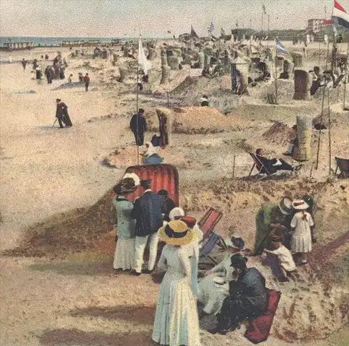 ALTE POSTKARTE NORDERNEY STRANDLEBEN Strand beach plage Kinder children enfants Sandburg sandcastle chateau de sable AK