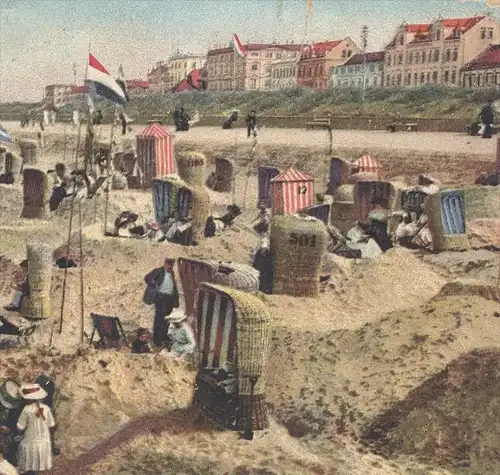 ALTE POSTKARTE NORDERNEY STRANDLEBEN Strand beach plage Kinder children enfants Sandburg sandcastle chateau de sable AK