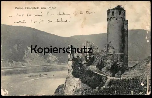 ALTE POSTKARTE RUINE EHRENFELS AM RHEIN BEI RÜDESHEIM Burg Burgruine Rhin Rhine Ansichtskarte AK cpa postcard