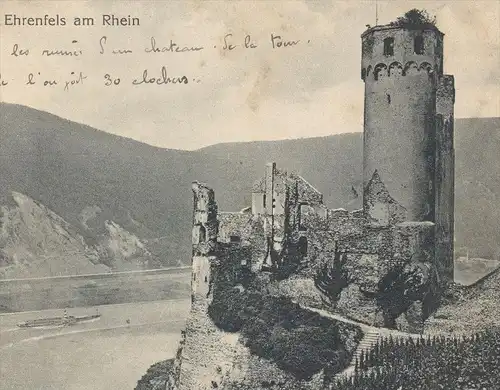 ALTE POSTKARTE RUINE EHRENFELS AM RHEIN BEI RÜDESHEIM Burg Burgruine Rhin Rhine Ansichtskarte AK cpa postcard